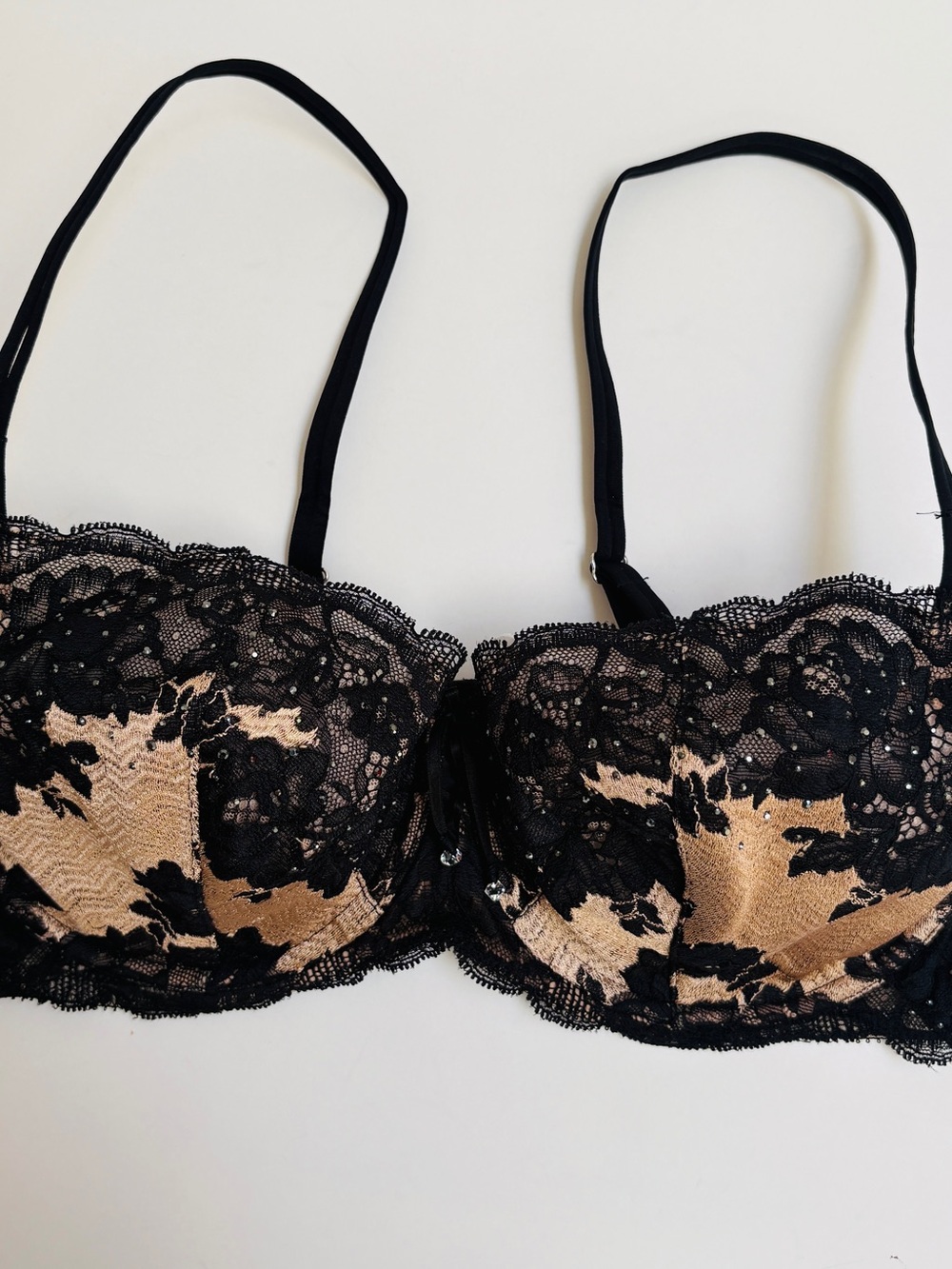 Victoria secret Black Lace Overlay Nude Underwire Bra